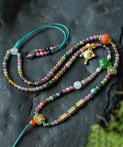 Rainbow Beading Sweater Tassel Gratuated Bead Necklace Kx1055