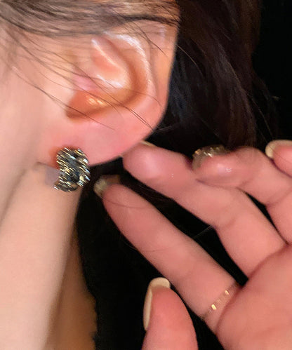 Black Sterling Silver Zircon Stud Earrings