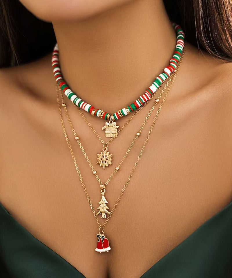 Colorblock Alloy Multilayer Four Piece Set Pendant Necklace Ra007