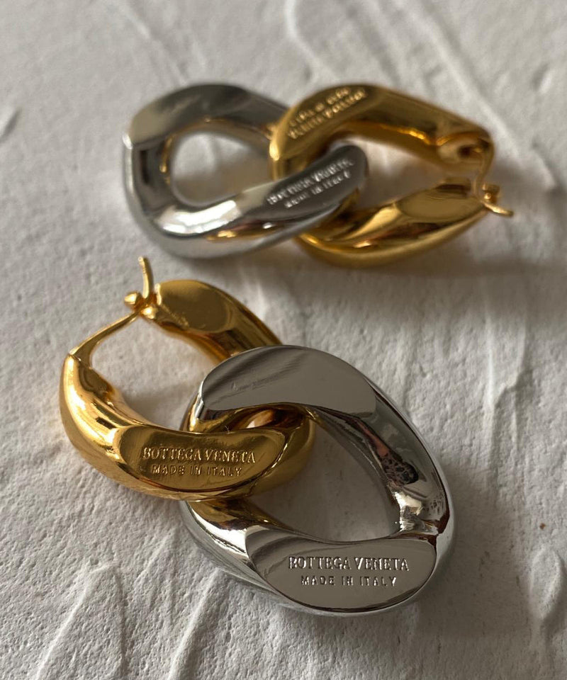 Colorblock Metal Overgild Patchwork Hoop Earrings