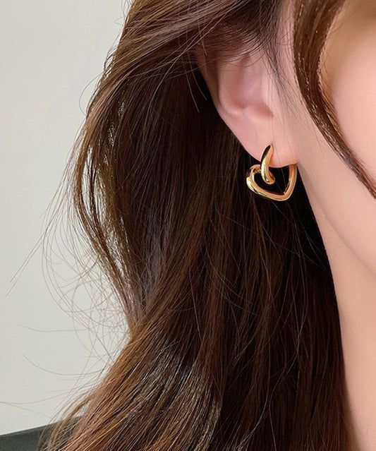 Alloy Gold Hoop Love Earrings