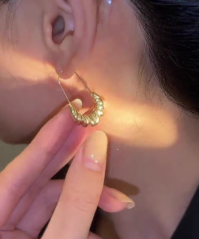 Gold Copper Overgild Croissant Hoop Earrings