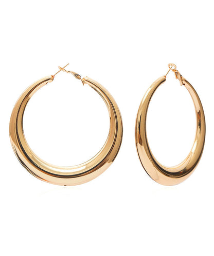 Gold Metal Round Hoop Earrings
