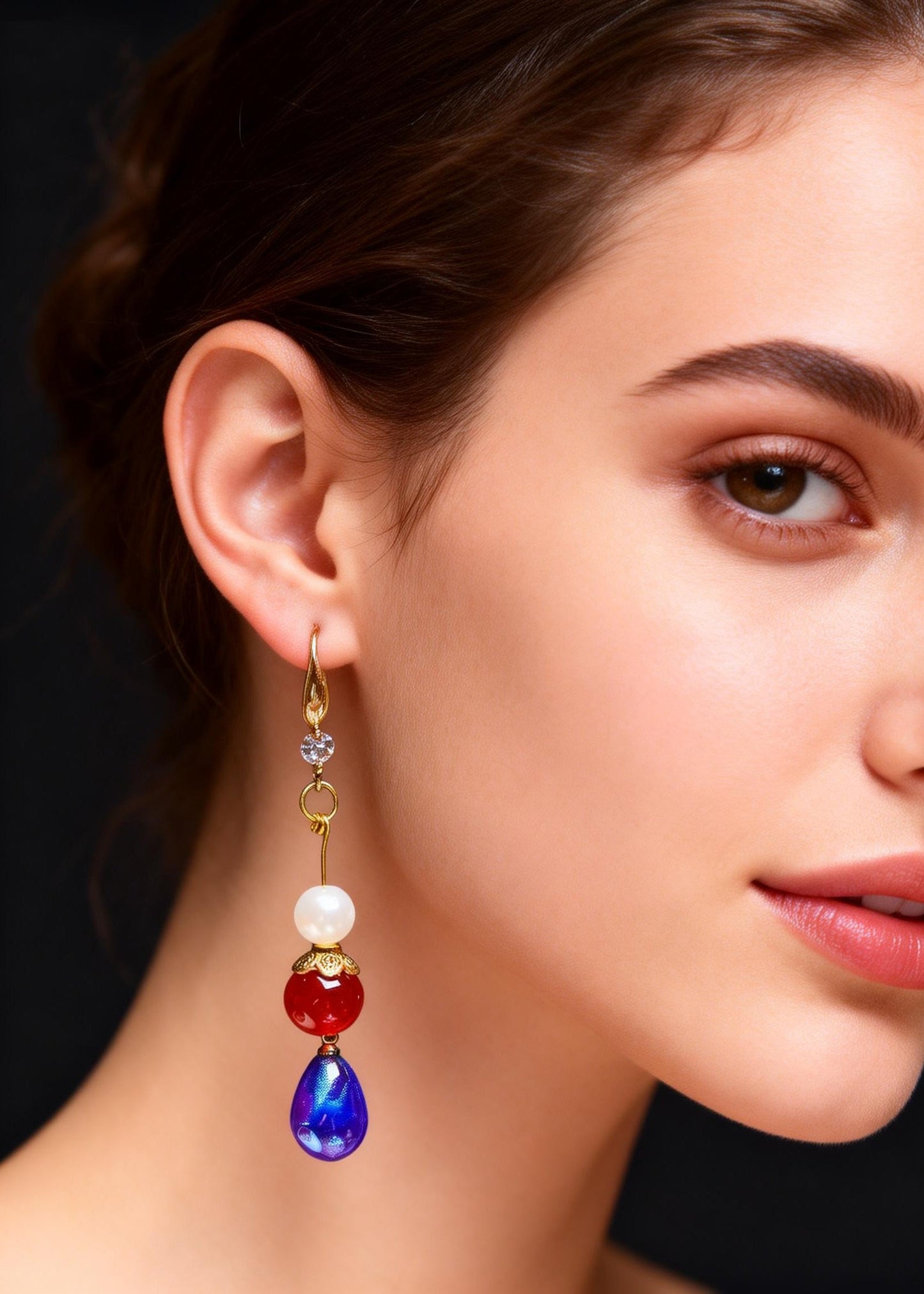 Peacock Blue Droplet Shape Acrylic Drop Earrings