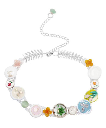 Rainbow Alloy Beading Button Princess Necklace Yd036