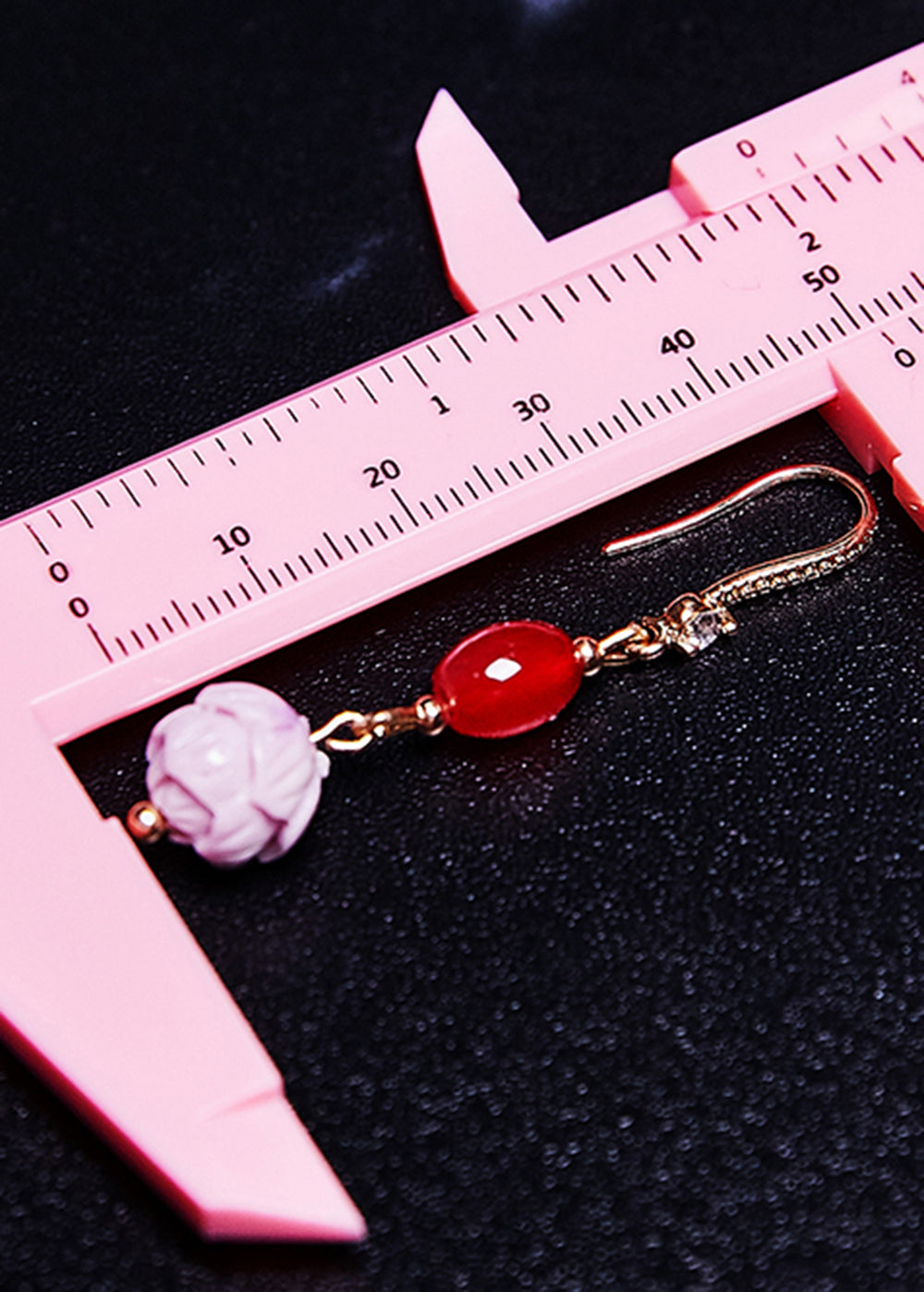 Red Gem Fine Lotus Flower Stone Drop Earrings
