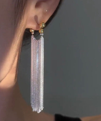 Silk Sterling Silver Tassel Drop Earrings