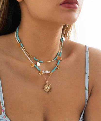 Sterling Silver Alloy Beads Planchet Three Piece Se Pendant Necklace Ra027