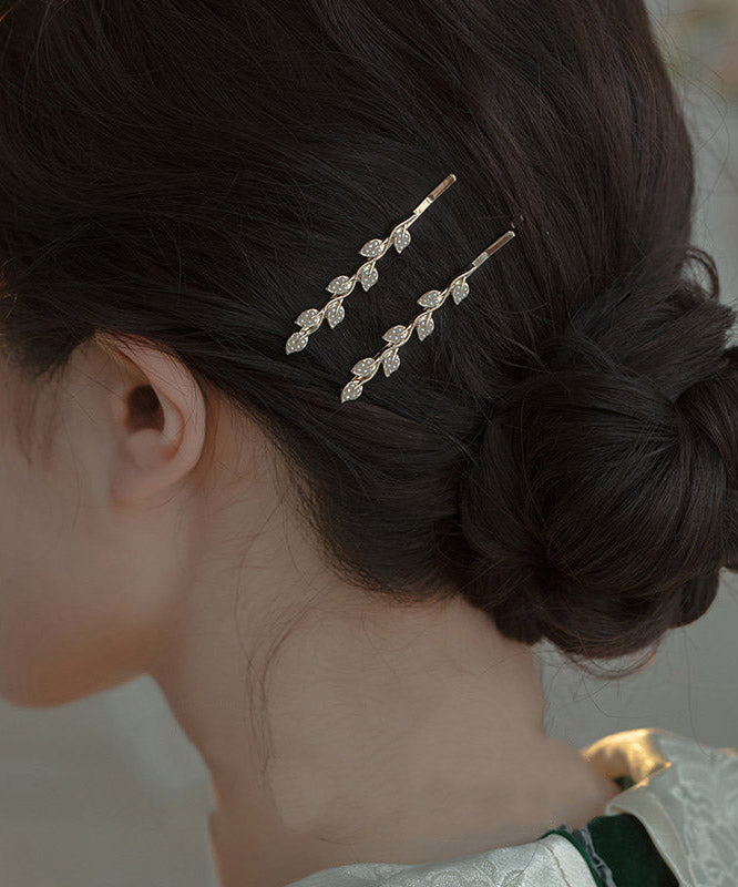 Brief Champagne Alloy Pearl a Pair Hairpin