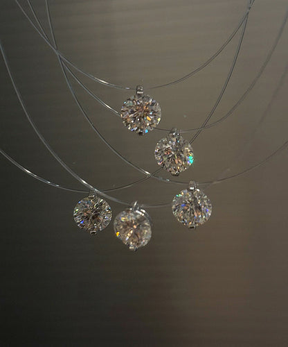 Brief Silk Alloy Zircon Fishing Line Pendant Necklace