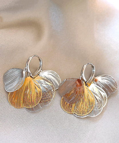 Colorblock Metal Hollow Out Tassel Hoop Earrings