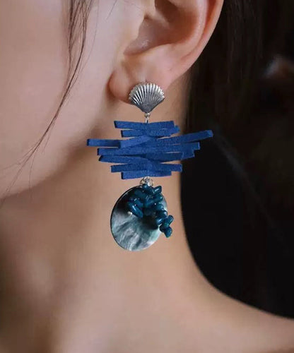 Blue Sterling Silver Asymmetrical Drop Earrings