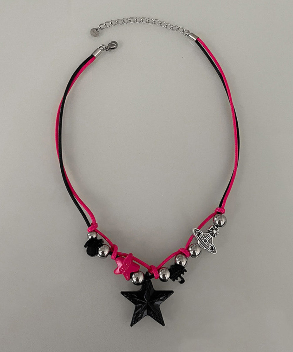 Colorblock Stainless Steel Alloy Star Pendant Necklace Zz051