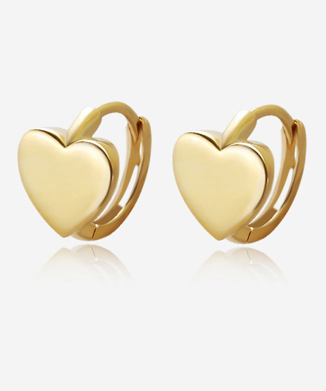 Gold Silver 14k Overgild Heart Hoop Earrings