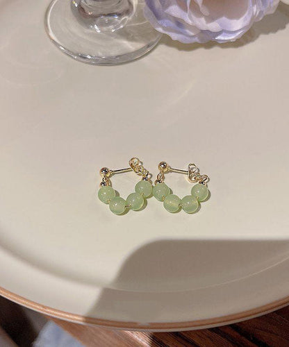 Green Overgile Crystal Hoop Earrings Tw1048
