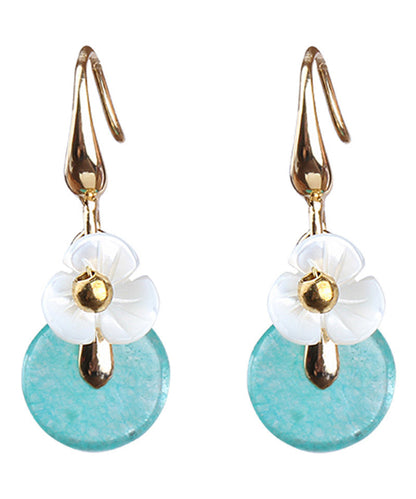 Peacock Blue Jade Shell Drop Earrings