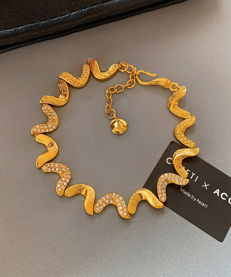 Zircon Double-layer Metal and Pearl Bracelet Two Pieces Set