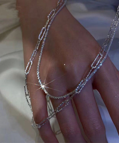 Classy Champagne Sterling Silver Two Piece Set Necklace Po016