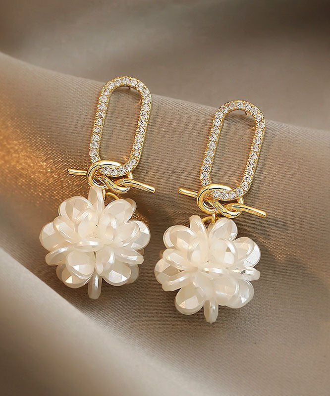 Classy Gold Alloy Zircon Drop Earrings