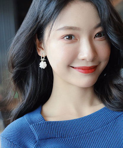 Classy Gold Alloy Zircon Drop Earrings