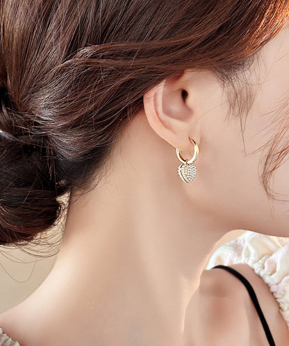 Classy Gold Copper Alloy Love Pearl Hoop Earrings