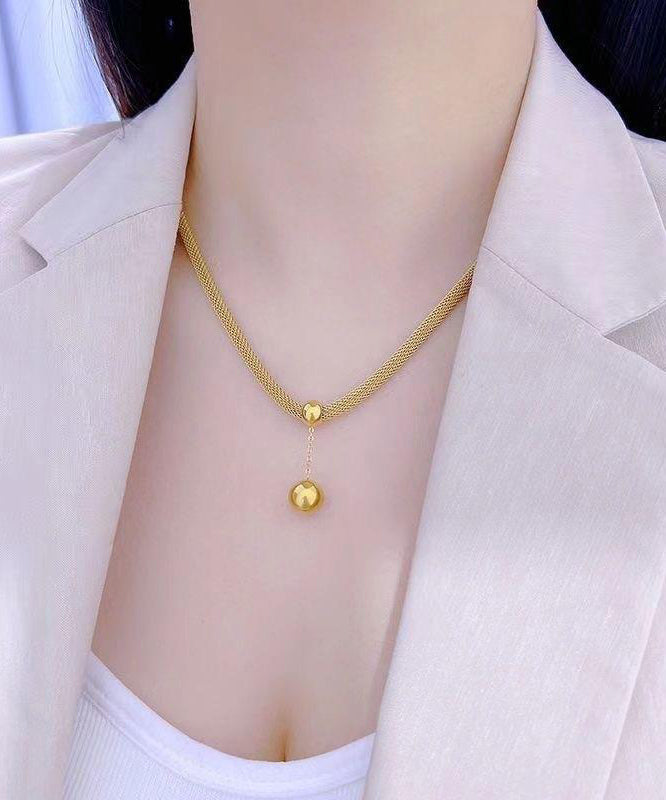 Classy Gold Stainless Steel Tassel Pendant Necklace Df1019