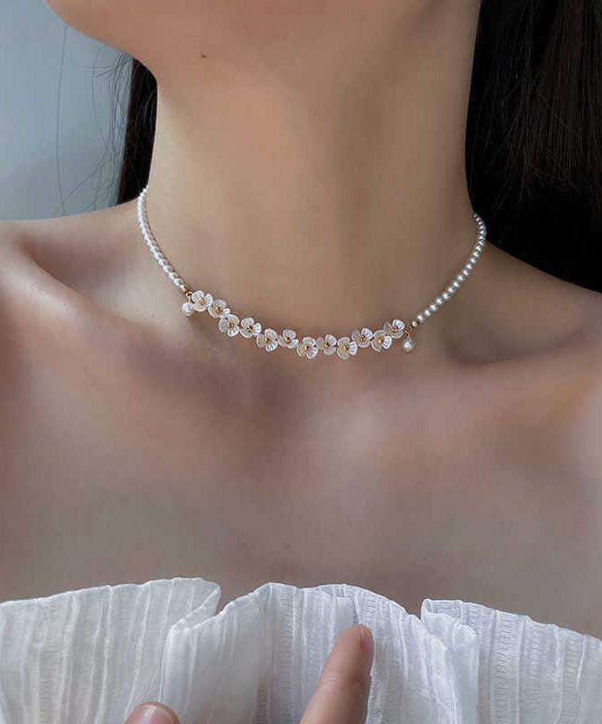 Bead Alloy Classy White Gratuated Pear Necklace