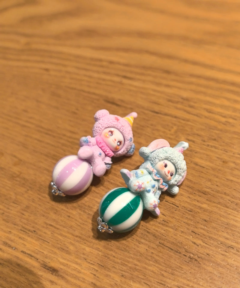 Asymmetrical Alloy Cartoon Doll Stud Earrings