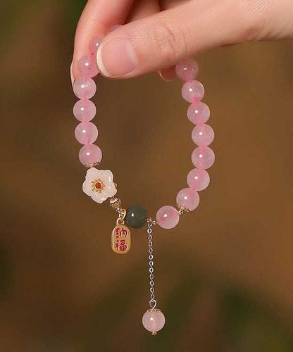 Crystal Charm Alloy Silver Pink Peach Sterling Blossom