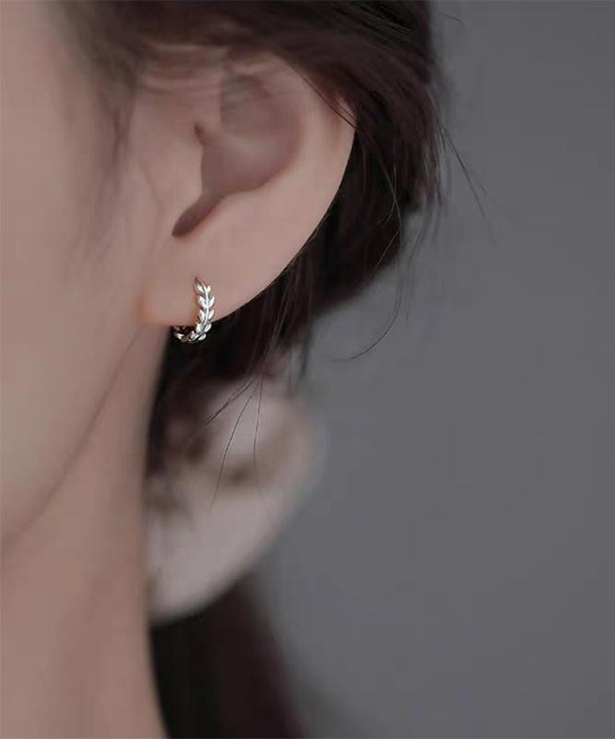 Silk Sterling Silver Ear of Wheat Hoop Earrings
