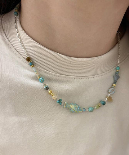 Diy Colorblock Beading Little Fish Gratuated Bead Necklace Qj003