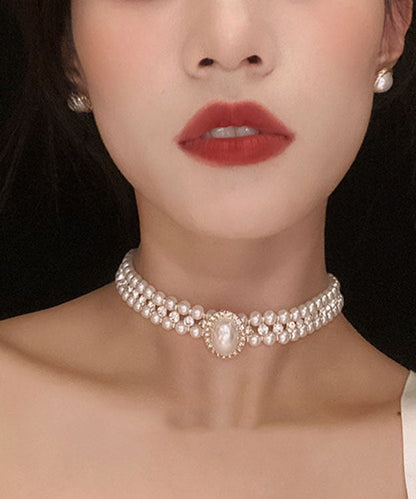 Diy Gold Alloy Inlaid Pearl Zircon Princess Necklace