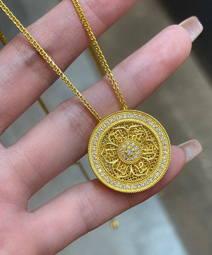 Diy Gold Sterling Silver Overgild Zircon Round Pendant Necklace