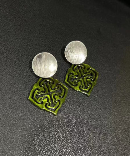 Diy Green Copper Green Agate Stud Earrings