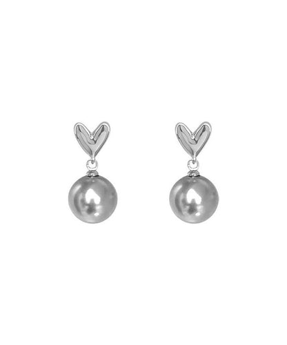 Diy Grey Sterling Silver Love Pearl Drop Earrings