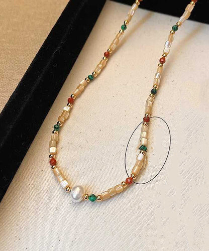 Diy Rainbow Alloy Pearl Shell Beads Princess Necklace