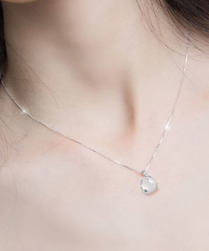 Diy White Silver Silver Chalcedony Plum Blossom Pendant Necklace Po011