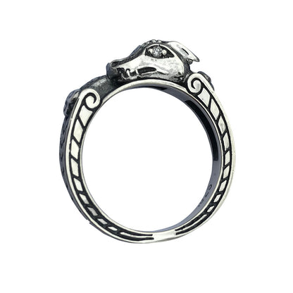 Dragon Ring Diamond Engagement Gothic Ringband in Sterling Silver
