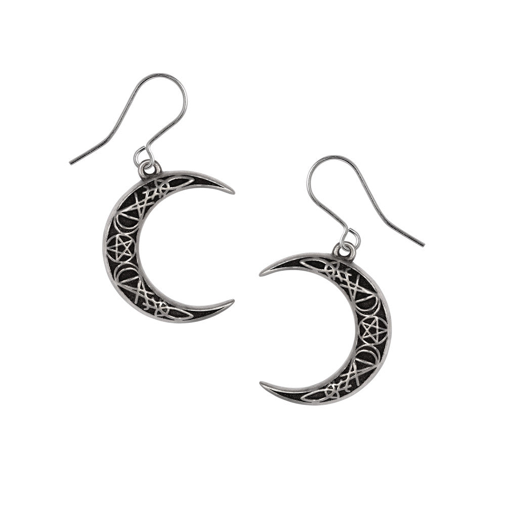 A Pact With a Prince Droppers Crescent Moon Earrings by Alchemy Gothic