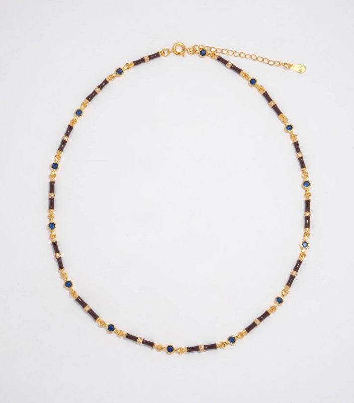 Bamboo Sapphire & Emerald Necklace