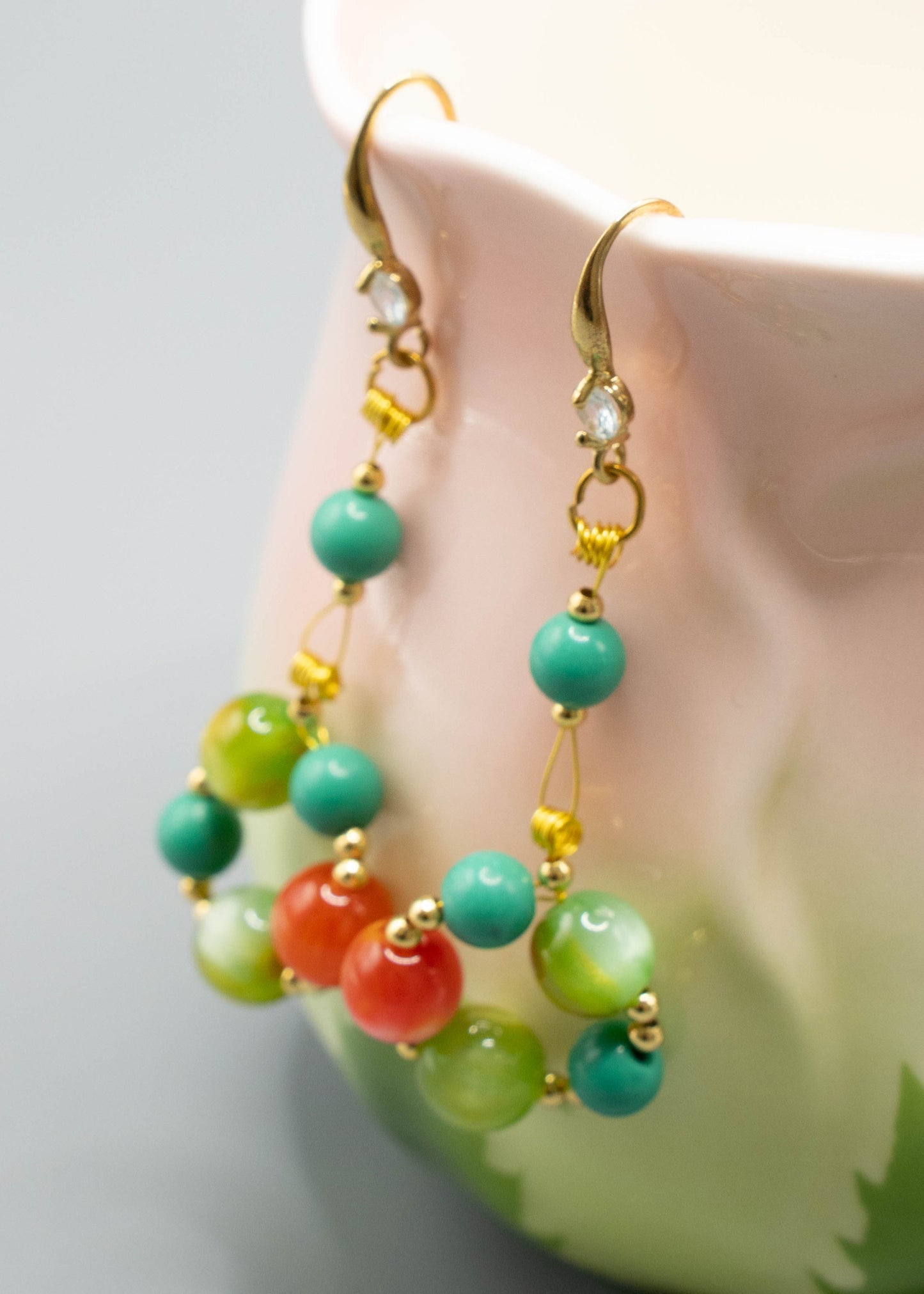 Rainbow Acrylic Turquoise Drop Earrings