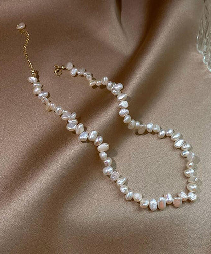 White Alloy Pearl Tassel Graduated Bead Necklace