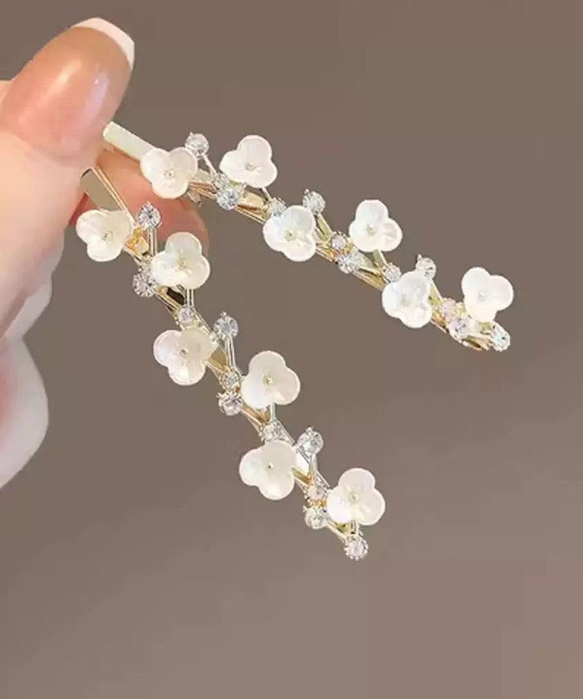 White Alloy Zircon Colored Glaze a Pair Hairpin