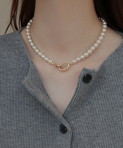 White Copper Overgild Pearl Gratuated Bead Necklacefine Silk Sterling Silver Broken Silver Gypsophila Necklace Et010