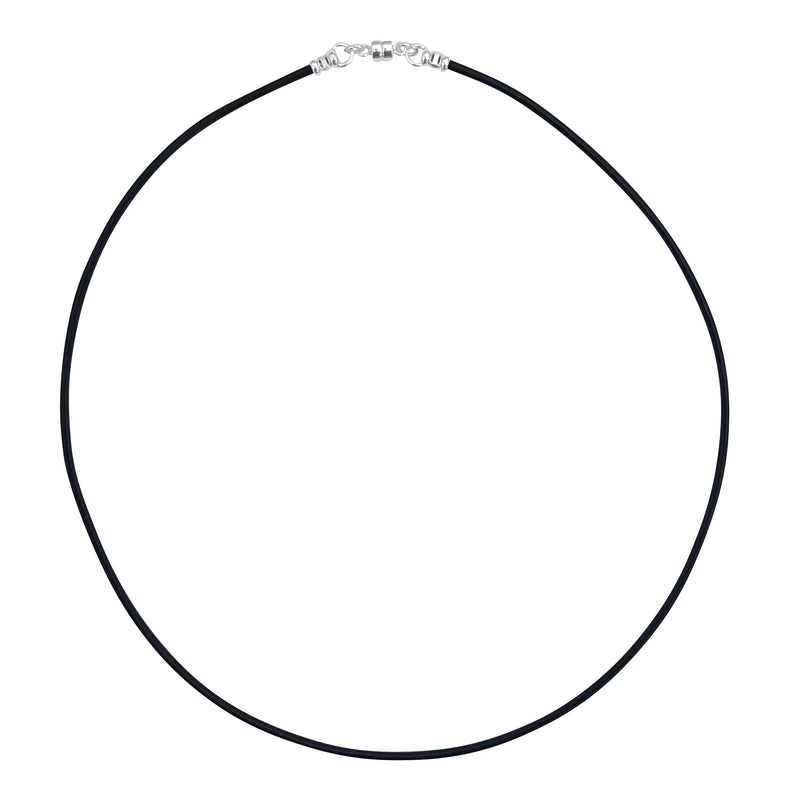 Sterling Silver 1.8mm Fine Black Leather Cord Necklace With Magnet Clasp
