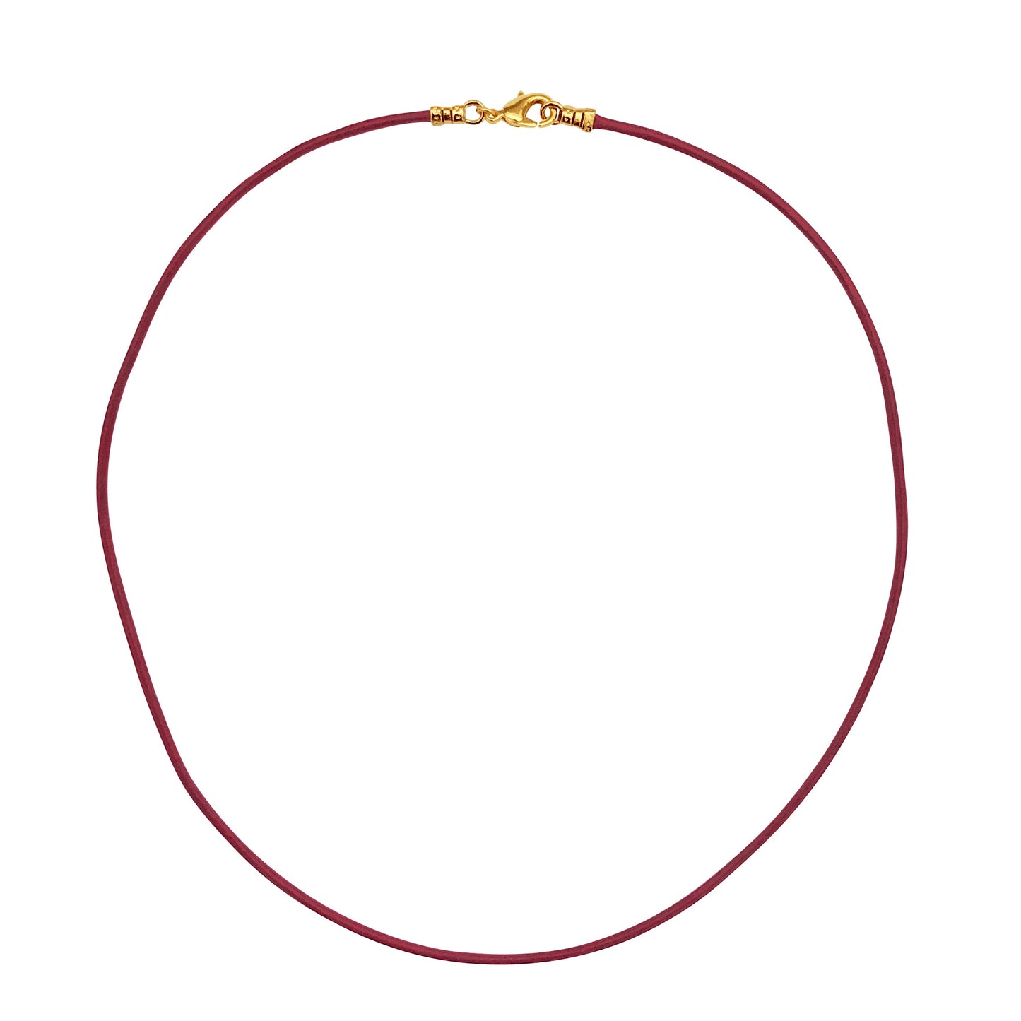 Gold Plated 1.8mm Fine Burgundy Red Leather Cord Necklace