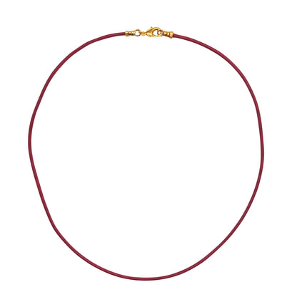 Gold Plated 1.8mm Fine Burgundy Red Leather Cord Necklace