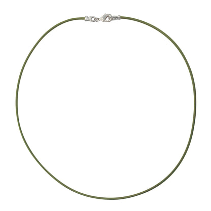 Sterling Silver 1.8mm Fine Olive Green Leather Cord Necklace