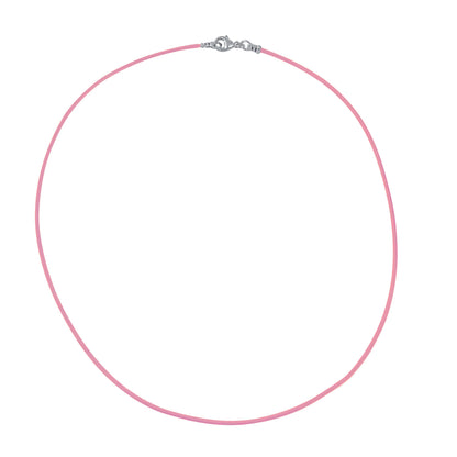 Sterling Silver 1.8mm Fine Pink Leather Cord Necklace