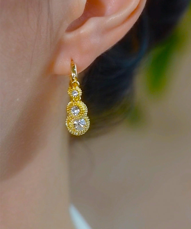 Gold Copper Alloy Zircon Durian Hoop Earrings
